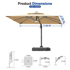 LED Cantilever Umbrella with Integrated Ribline Lighting for Outdoor Dining, Poolside Lounging & Garden Evenings