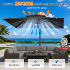 Cantilever Umbrella with Integrated Solar LED Bead Lights for Patios, Poolside Lounging & Garden Evenings