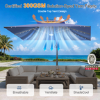 Cantilever Umbrella with Integrated Solar LED Bead Lights for Patios, Poolside Lounging & Garden Evenings