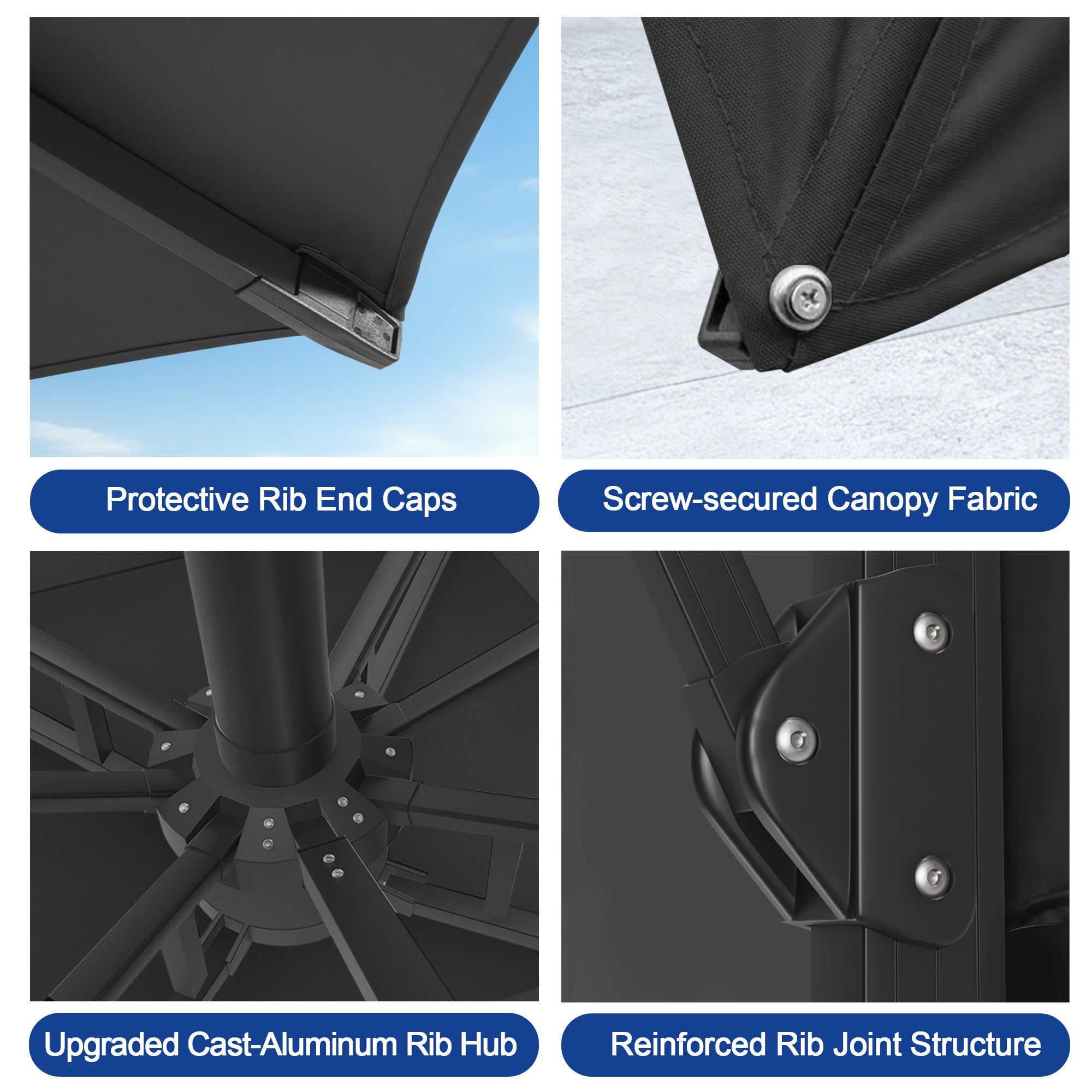 Heavy-Duty Cantilever Umbrella with Cross Base — Powder-Coated Aluminium Frame for Garden, Patio & Poolside
