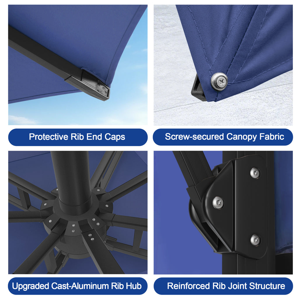 Heavy-Duty Cantilever Umbrella with Cross Base — Powder-Coated Aluminium Frame for Garden, Patio & Poolside