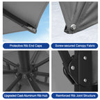 LED Cantilever Umbrella with Integrated Ribline Lighting for Outdoor Dining, Poolside Lounging & Garden Evenings