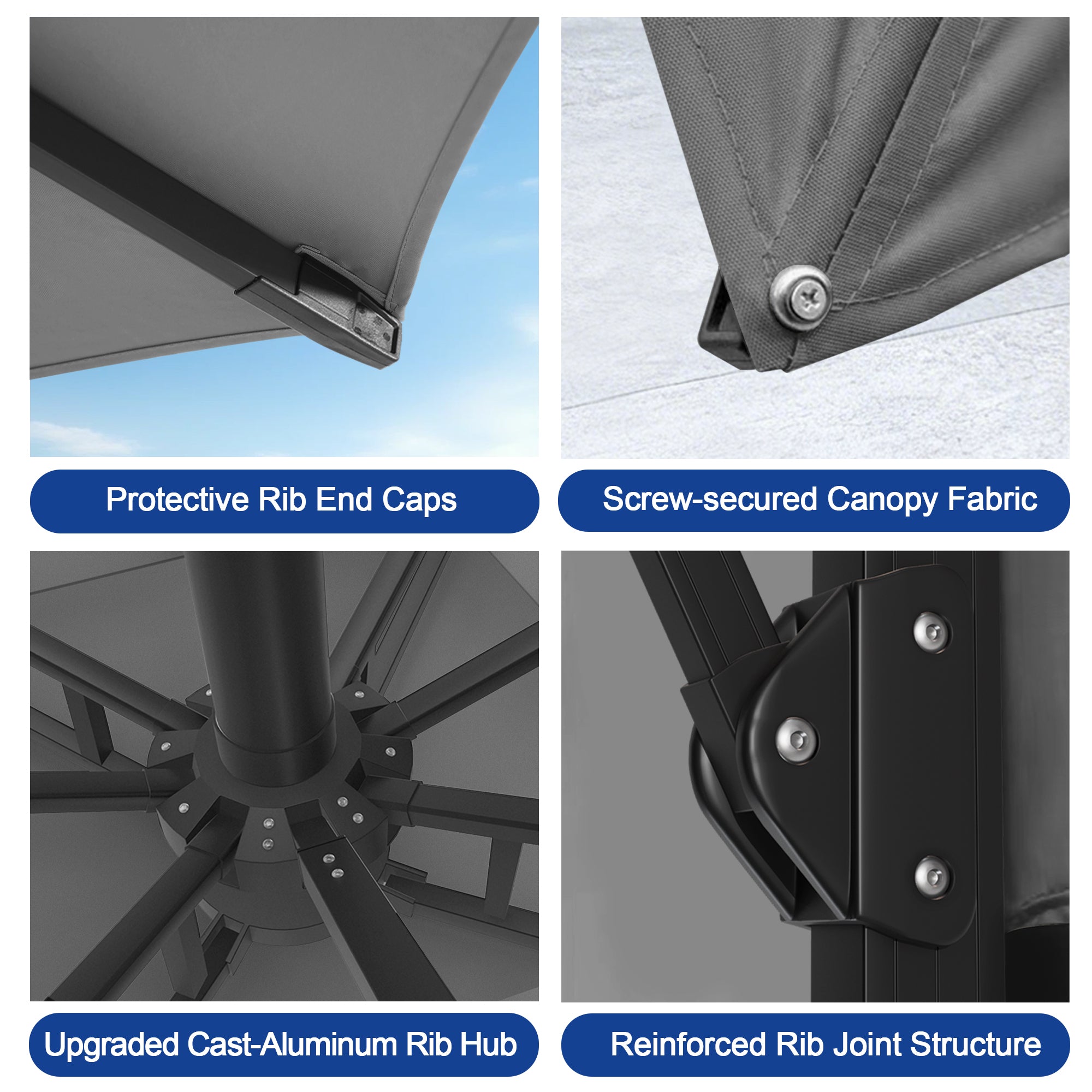 Heavy-Duty Cantilever Umbrella with Cross Base — Powder-Coated Aluminium Frame for Garden, Patio & Poolside