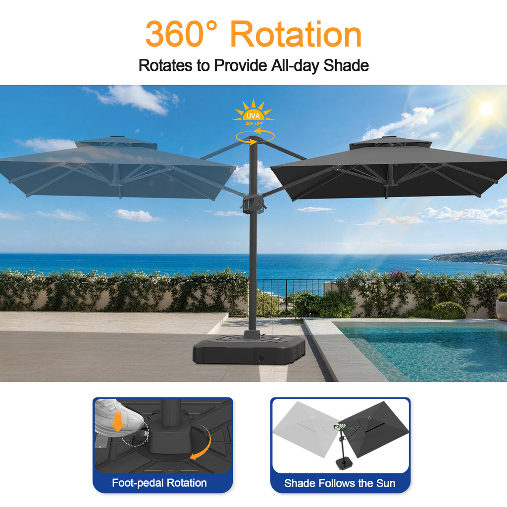 Heavy-Duty Cantilever Umbrella with Cross Base — Powder-Coated Aluminium Frame for Garden, Patio & Poolside