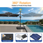 LED Cantilever Umbrella with Integrated Ribline Lighting for Outdoor Dining, Poolside Lounging & Garden Evenings
