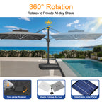 LED Cantilever Umbrella with Integrated Ribline Lighting for Outdoor Dining, Poolside Lounging & Garden Evenings