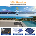 LED Cantilever Umbrella with Integrated Ribline Lighting for Outdoor Dining, Poolside Lounging & Garden Evenings