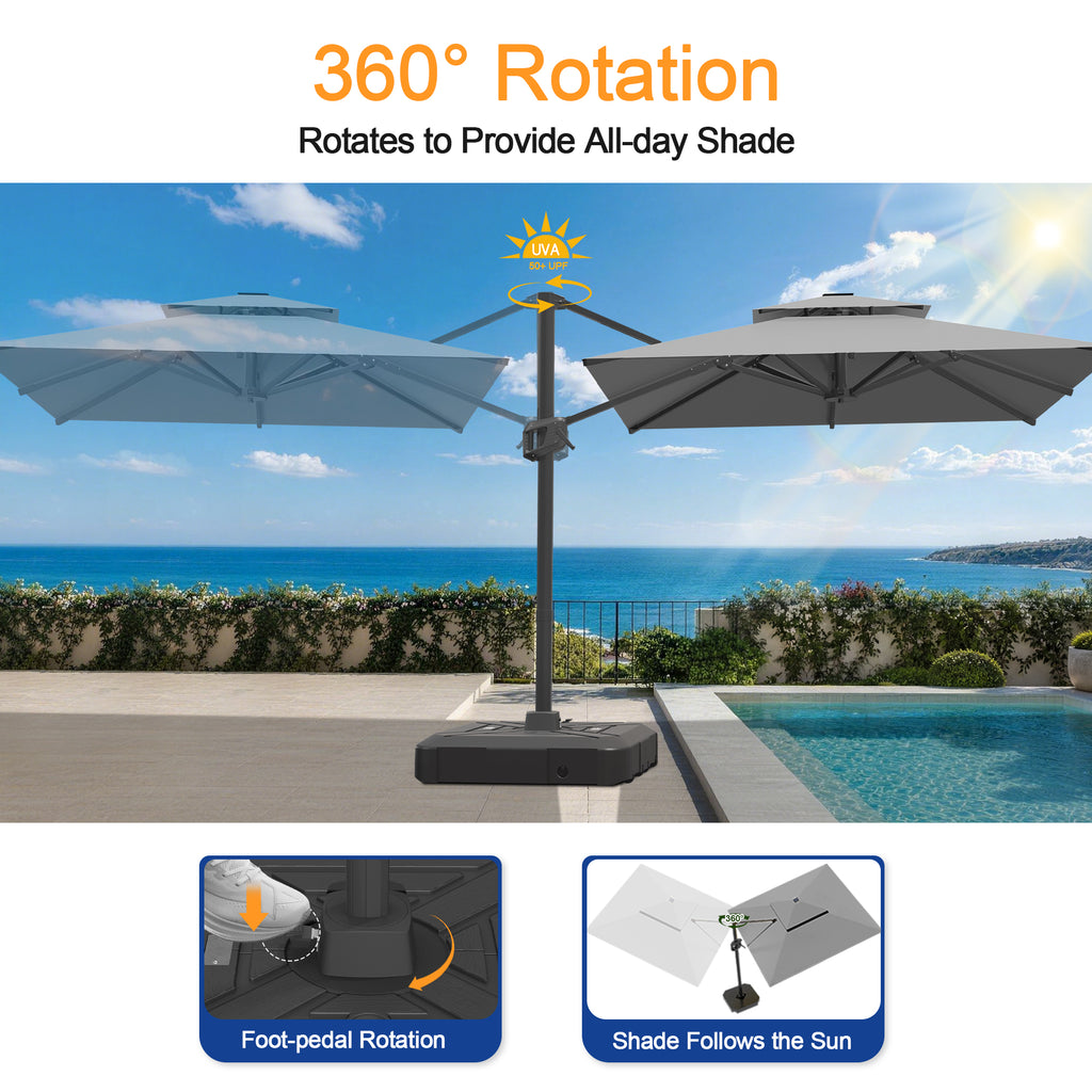 Heavy-Duty Cantilever Umbrella with Cross Base — Powder-Coated Aluminium Frame for Garden, Patio & Poolside