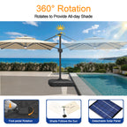 LED Cantilever Umbrella with Integrated Ribline Lighting for Outdoor Dining, Poolside Lounging & Garden Evenings