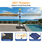 LED Cantilever Umbrella with Integrated Ribline Lighting for Outdoor Dining, Poolside Lounging & Garden Evenings