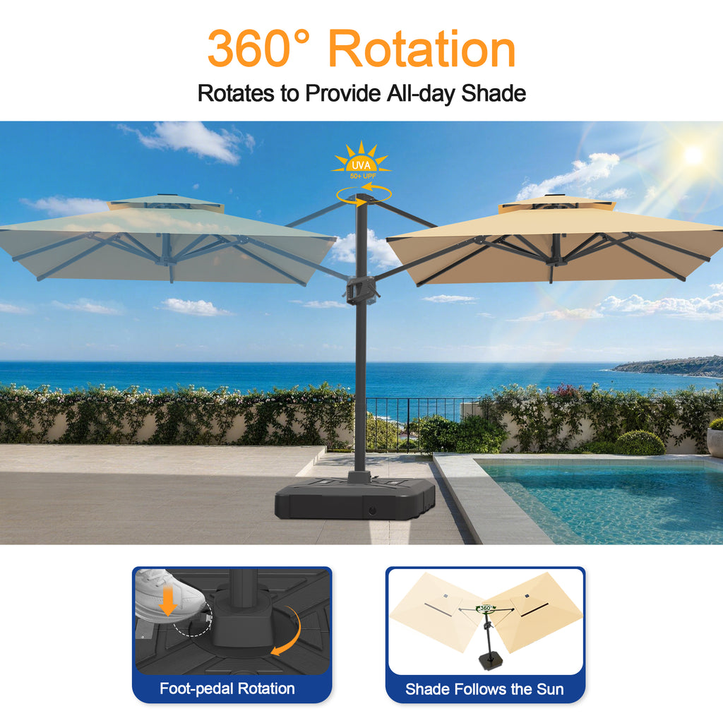 Heavy-Duty Cantilever Umbrella with Cross Base — Powder-Coated Aluminium Frame for Garden, Patio & Poolside