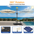 Cantilever Umbrella with Integrated Solar LED Bead Lights for Patios, Poolside Lounging & Garden Evenings