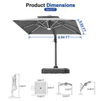 LED Cantilever Umbrella with Integrated Ribline Lighting for Outdoor Dining, Poolside Lounging & Garden Evenings