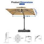 LED Cantilever Umbrella with Integrated Ribline Lighting for Outdoor Dining, Poolside Lounging & Garden Evenings