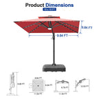 Cantilever Umbrella with Integrated Solar LED Bead Lights for Patios, Poolside Lounging & Garden Evenings