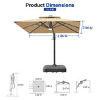 Cantilever Umbrella with Integrated Solar LED Bead Lights for Patios, Poolside Lounging & Garden Evenings