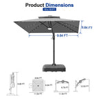 Cantilever Umbrella with Integrated Solar LED Bead Lights for Patios, Poolside Lounging & Garden Evenings