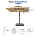 Cantilever Umbrella with Integrated Solar LED Bead Lights for Patios, Poolside Lounging & Garden Evenings
