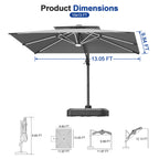 LED Cantilever Umbrella with Integrated Ribline Lighting for Outdoor Dining, Poolside Lounging & Garden Evenings