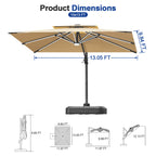 LED Cantilever Umbrella with Integrated Ribline Lighting for Outdoor Dining, Poolside Lounging & Garden Evenings
