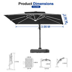 LED Cantilever Umbrella with Integrated Ribline Lighting for Outdoor Dining, Poolside Lounging & Garden Evenings