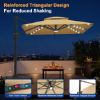 Cantilever Umbrella with Integrated Solar LED Bead Lights for Patios, Poolside Lounging & Garden Evenings