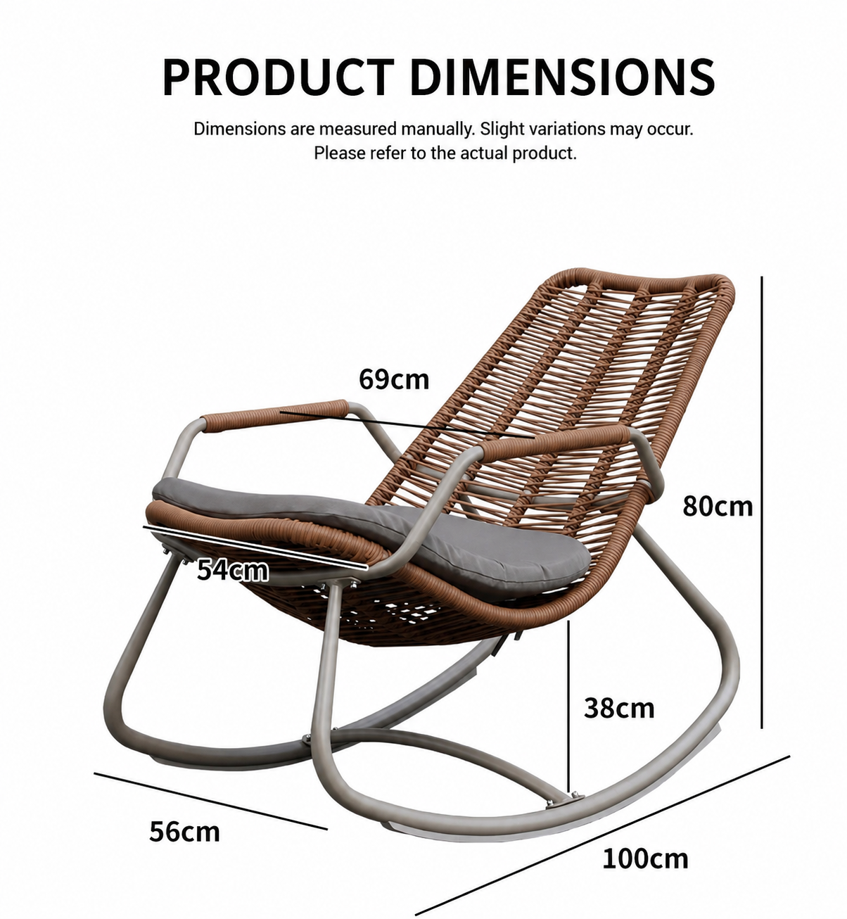 Outdoor Rattan Rocking Chair – Comfortable Single Recliner Chair for Patio, Balcony, Living Room & Garden
