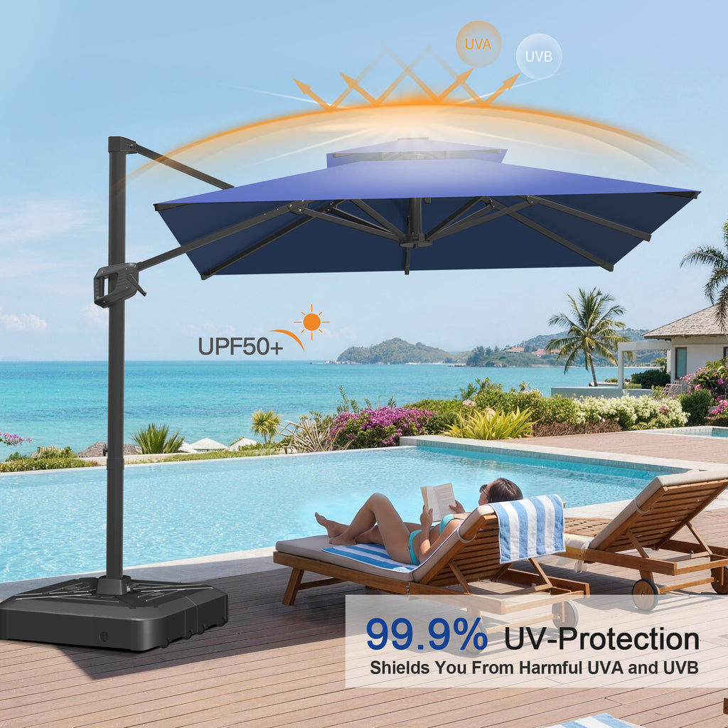 Heavy-Duty Cantilever Umbrella with Cross Base — Powder-Coated Aluminium Frame for Garden, Patio & Poolside