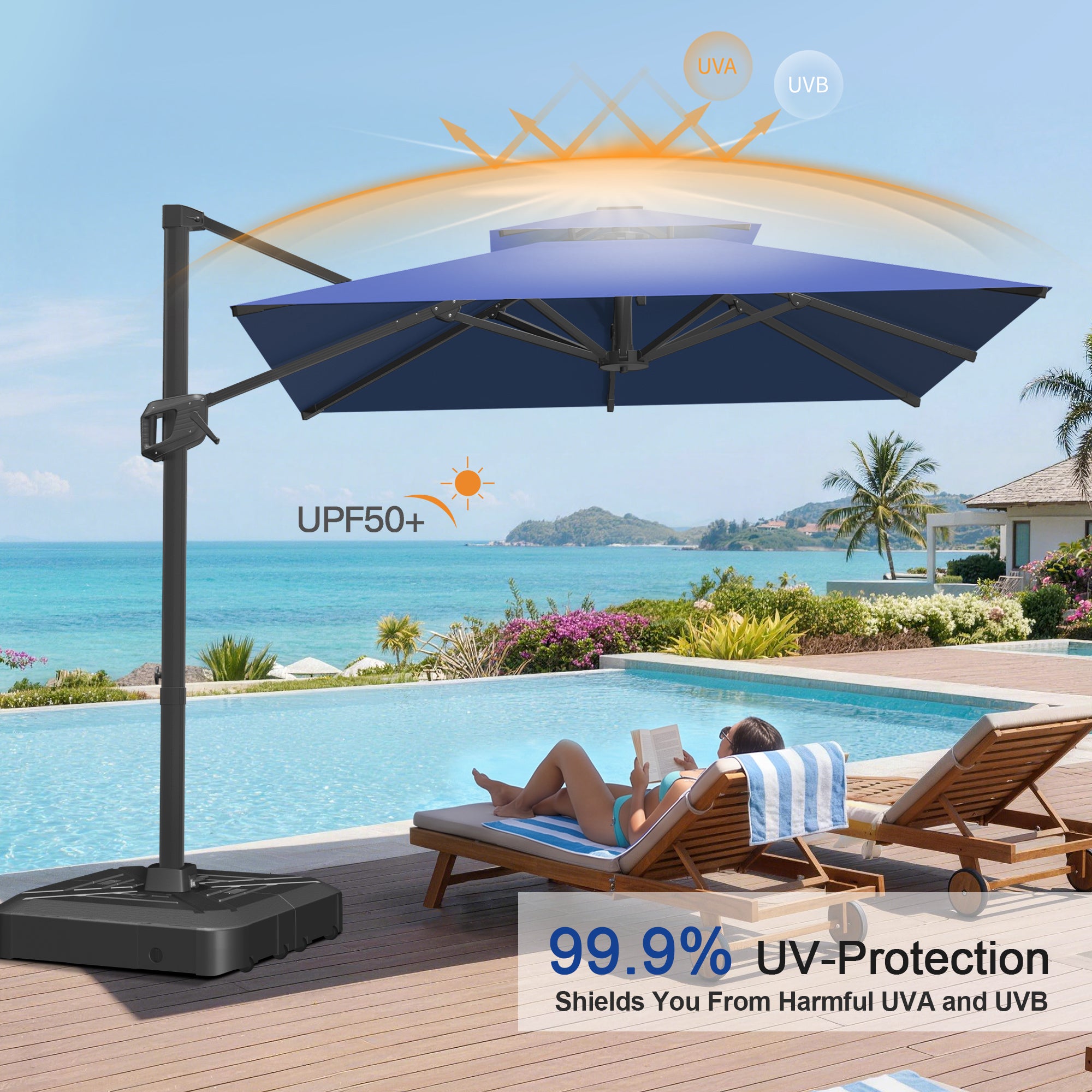 Heavy-Duty Cantilever Umbrella with Cross Base — Powder-Coated Aluminium Frame for Garden, Patio & Poolside