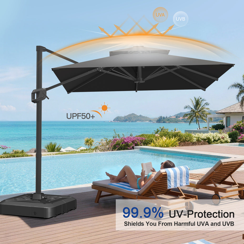 Heavy-Duty Cantilever Umbrella with Cross Base — Powder-Coated Aluminium Frame for Garden, Patio & Poolside