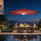LED Cantilever Umbrella with Integrated Ribline Lighting for Outdoor Dining, Poolside Lounging & Garden Evenings
