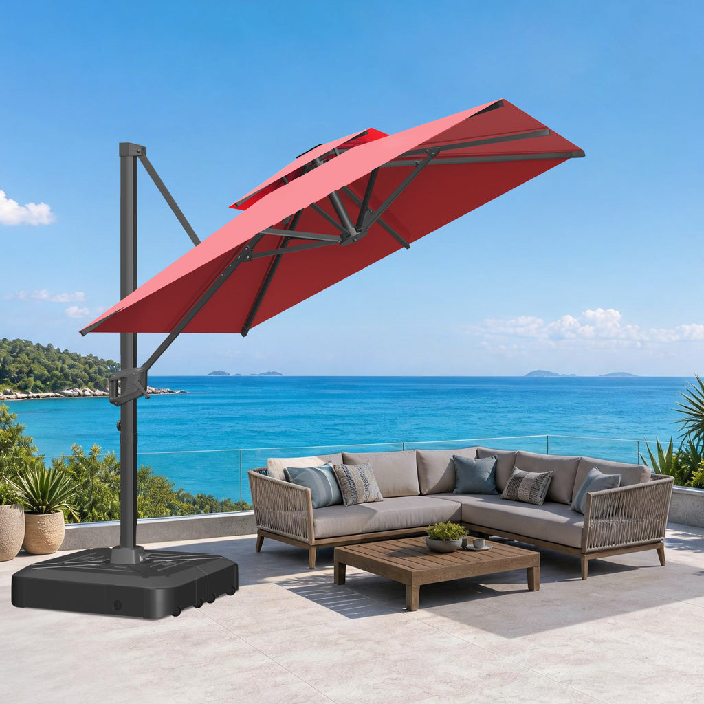 Heavy-Duty Cantilever Umbrella with Cross Base — Powder-Coated Aluminium Frame for Garden, Patio & Poolside