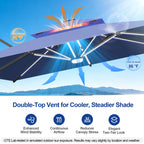 LED Cantilever Umbrella with Integrated Ribline Lighting for Outdoor Dining, Poolside Lounging & Garden Evenings
