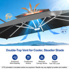 LED Cantilever Umbrella with Integrated Ribline Lighting for Outdoor Dining, Poolside Lounging & Garden Evenings