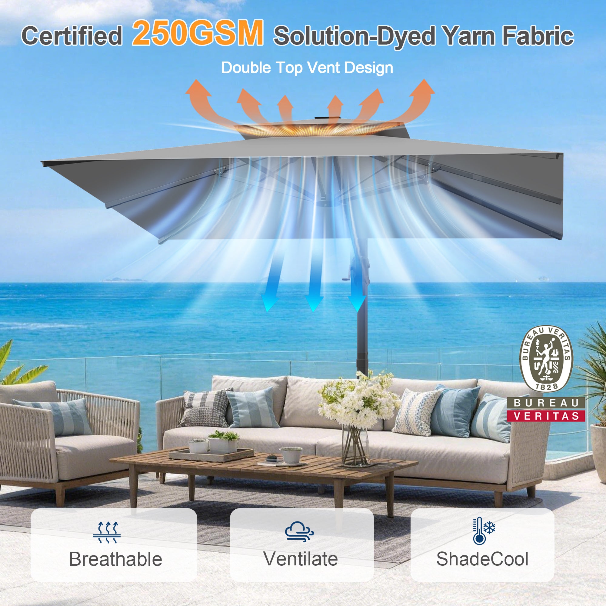 Heavy-Duty Cantilever Umbrella with Cross Base — Powder-Coated Aluminium Frame for Garden, Patio & Poolside