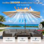 Cantilever Umbrella with Integrated Solar LED Bead Lights for Patios, Poolside Lounging & Garden Evenings