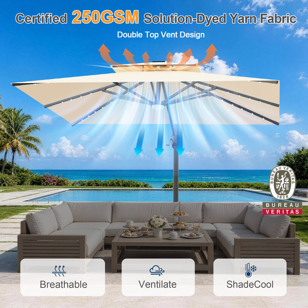 Heavy-Duty Cantilever Umbrella with Cross Base — Powder-Coated Aluminium Frame for Garden, Patio & Poolside