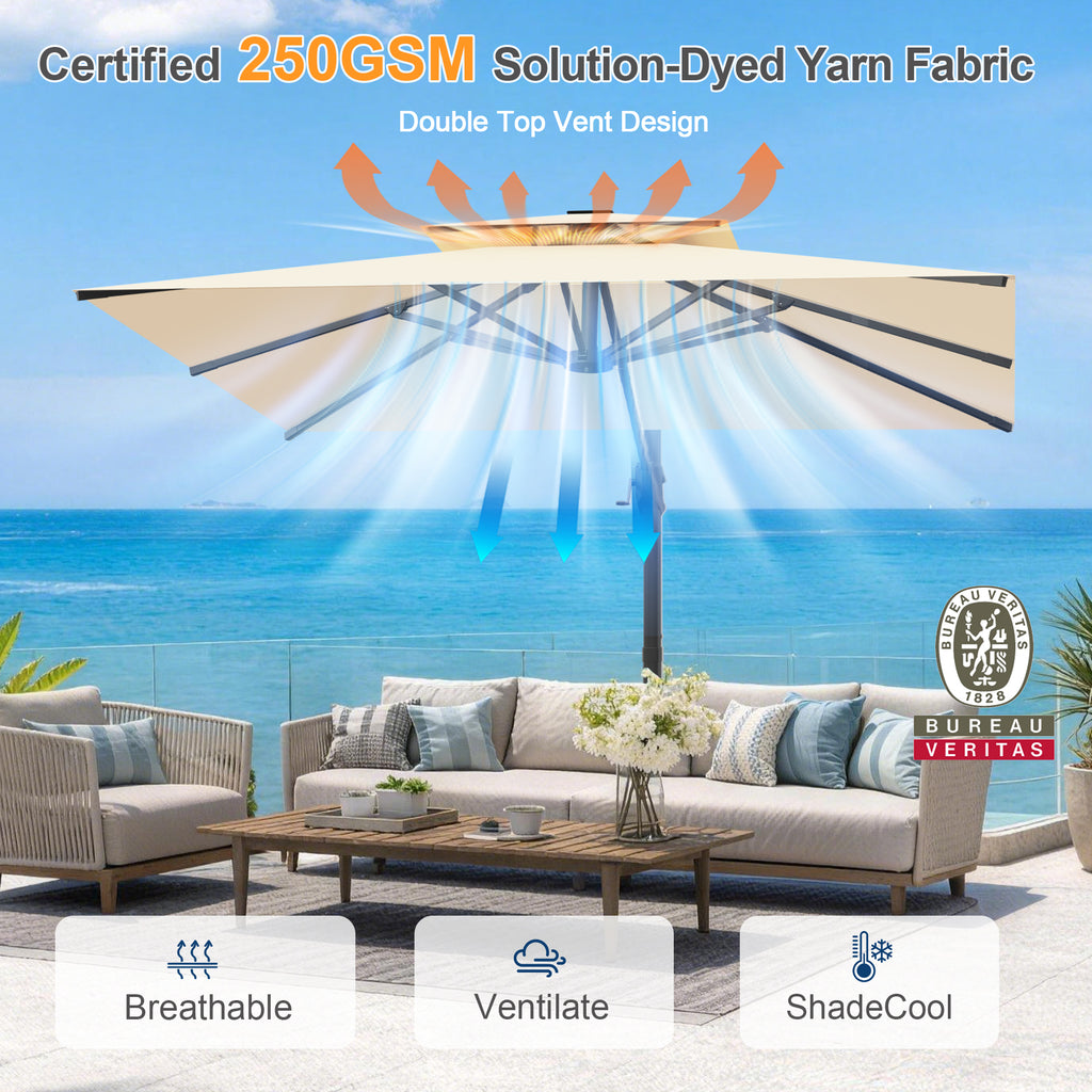Heavy-Duty Cantilever Umbrella with Cross Base — Powder-Coated Aluminium Frame for Garden, Patio & Poolside