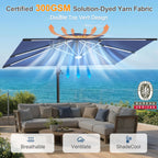 LED Cantilever Umbrella with Integrated Ribline Lighting for Outdoor Dining, Poolside Lounging & Garden Evenings