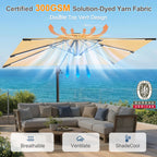 LED Cantilever Umbrella with Integrated Ribline Lighting for Outdoor Dining, Poolside Lounging & Garden Evenings