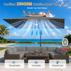 Cantilever Umbrella with Integrated Solar LED Bead Lights for Patios, Poolside Lounging & Garden Evenings