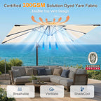 LED Cantilever Umbrella with Integrated Ribline Lighting for Outdoor Dining, Poolside Lounging & Garden Evenings