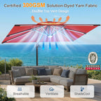 LED Cantilever Umbrella with Integrated Ribline Lighting for Outdoor Dining, Poolside Lounging & Garden Evenings