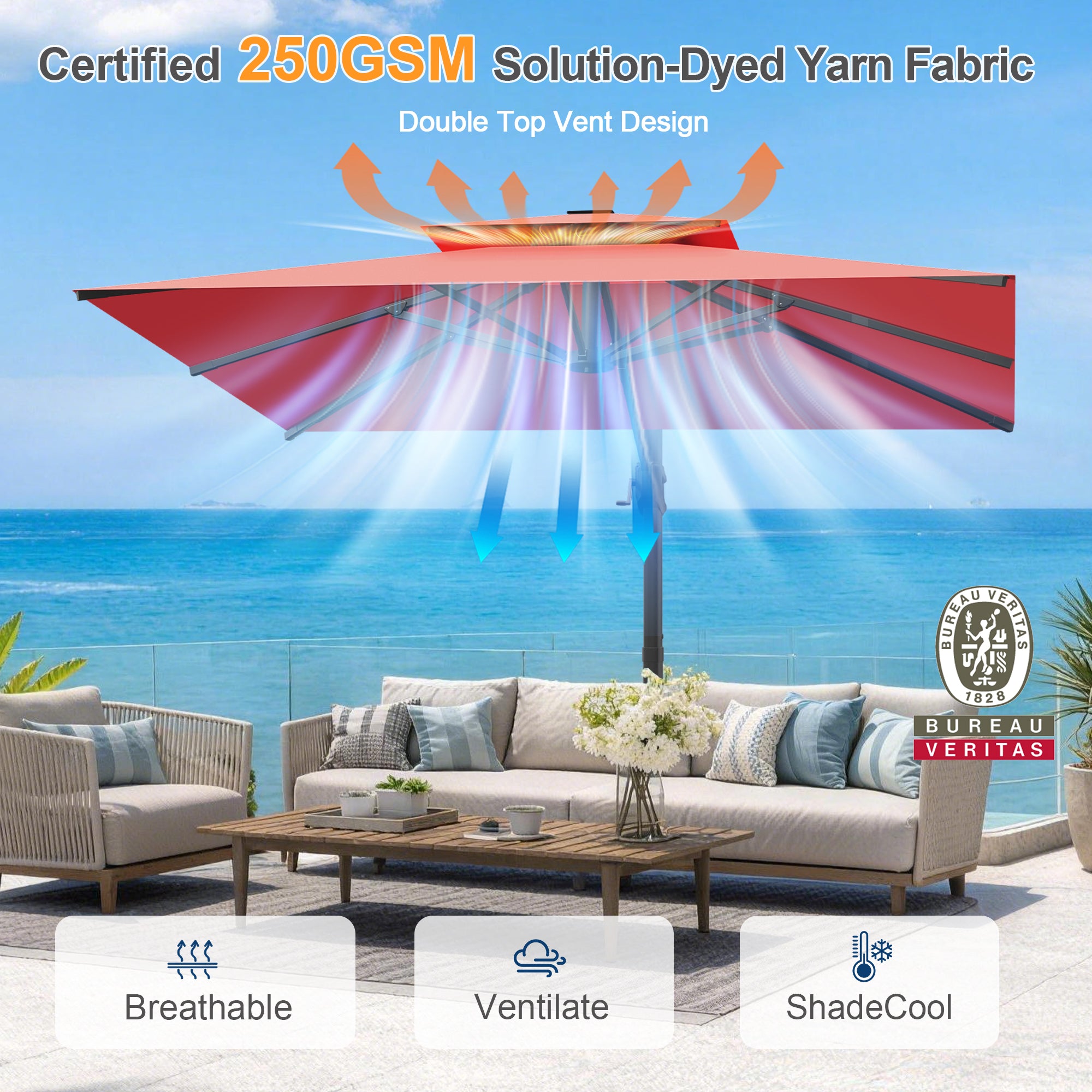 Heavy-Duty Cantilever Umbrella with Cross Base — Powder-Coated Aluminium Frame for Garden, Patio & Poolside