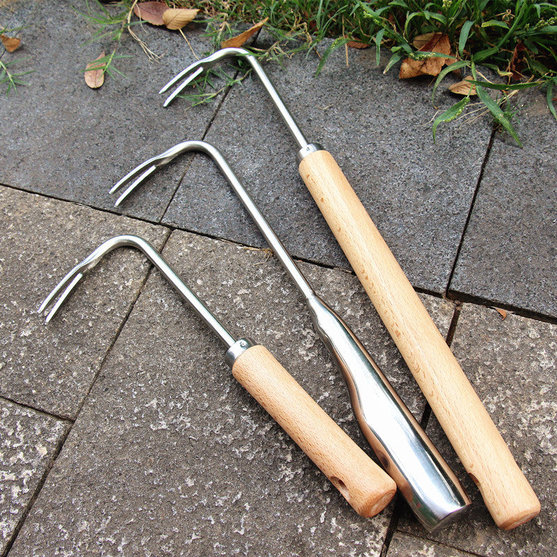 Stainless Dandelion Weeder with Wooden Handle