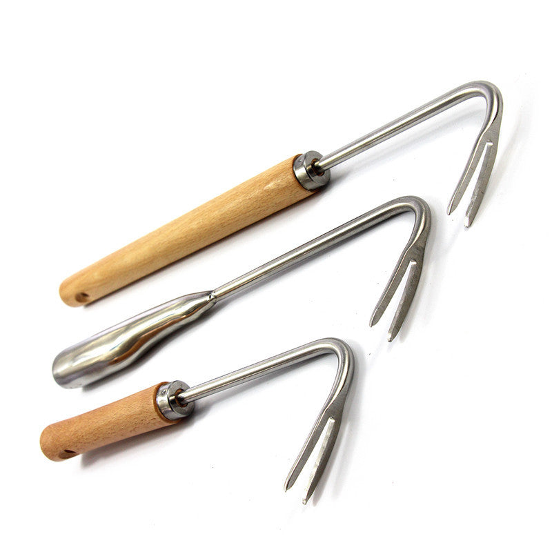Stainless Dandelion Weeder with Wooden Handle