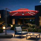 Cantilever Umbrella with Integrated Solar LED Bead Lights for Patios, Poolside Lounging & Garden Evenings