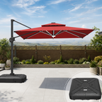 LED Cantilever Umbrella with Integrated Ribline Lighting for Outdoor Dining, Poolside Lounging & Garden Evenings