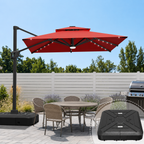 Cantilever Umbrella with Integrated Solar LED Bead Lights for Patios, Poolside Lounging & Garden Evenings