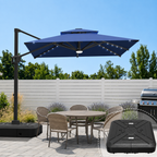 Cantilever Umbrella with Integrated Solar LED Bead Lights for Patios, Poolside Lounging & Garden Evenings